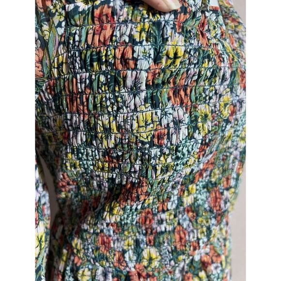 Lauren Conrad Green Floral Smocked Dress Sz Medium Cottagecore New - Picture 4 of 12